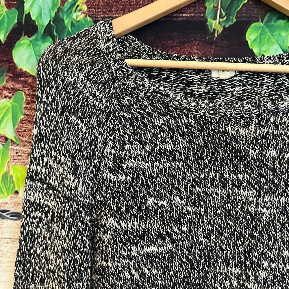 J Crew Crewneck Sweater Womens Small Knit Long Sleeve Black Gray White Cotton - Picture 3 of 7